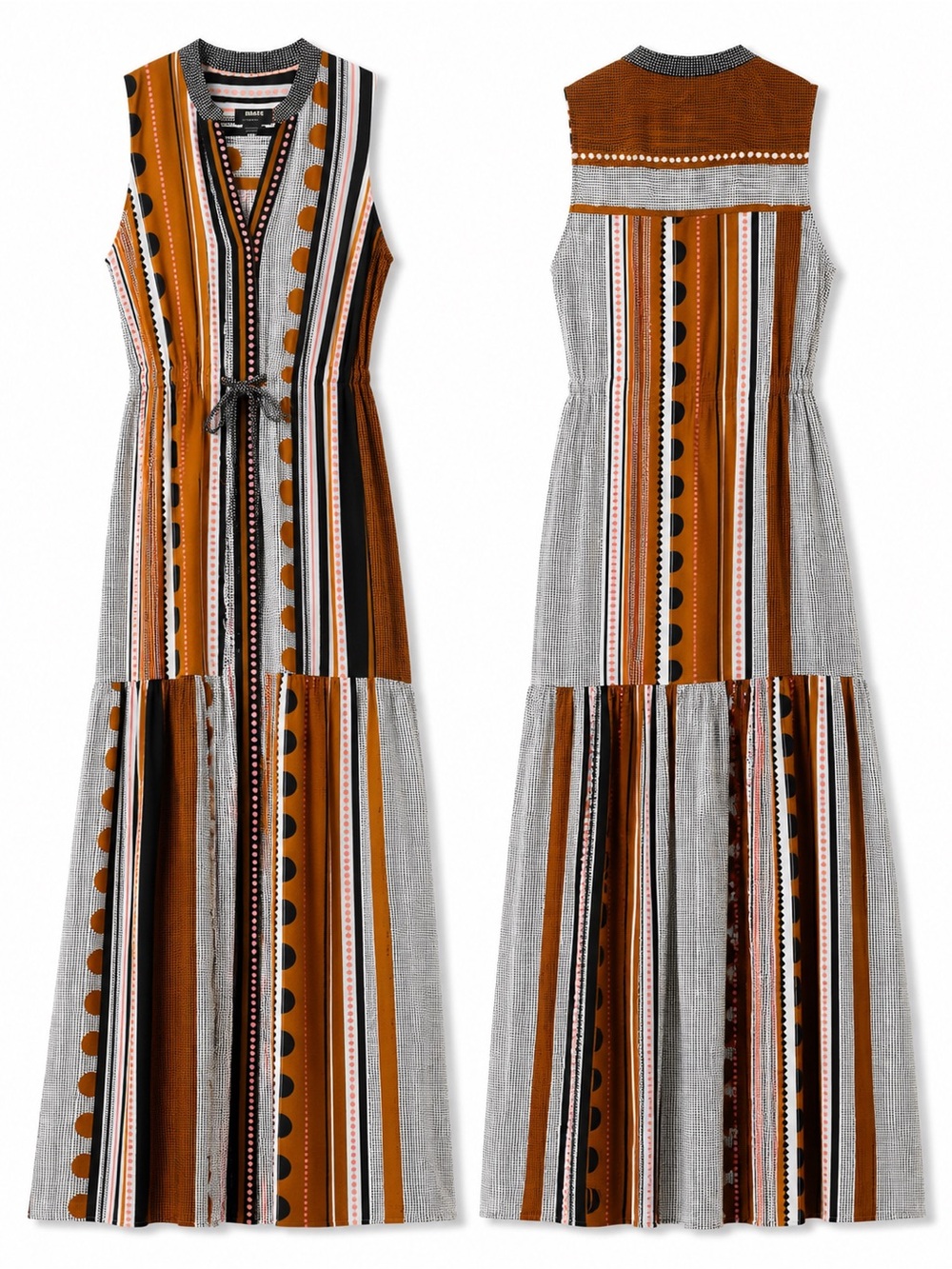 Maeve Anthropologie Alondra Maxi Dress 2P Boho Stripe Tiered Pockets Petite NWOT - Picture 4 of 16